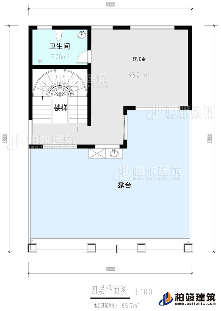 四層:娛樂室，公衛(wèi)，樓梯，露臺