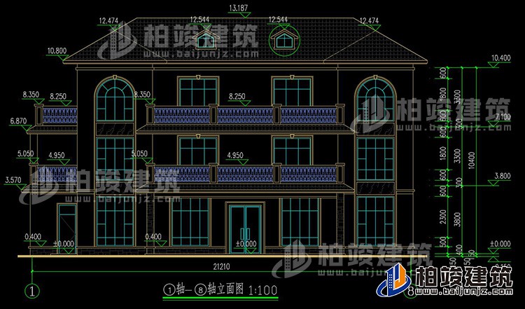 農(nóng)村三層兄弟雙拼歐式風格別墅設計圖及效果圖紙BZ369-簡歐風格