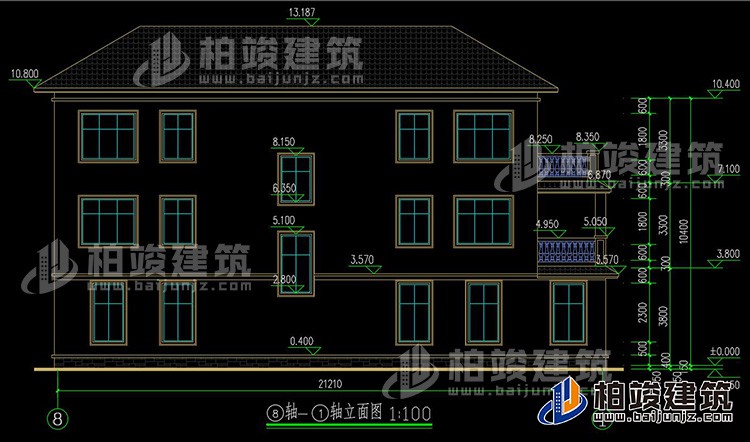 農(nóng)村三層兄弟雙拼歐式風格別墅設計圖及效果圖紙BZ369-簡歐風格