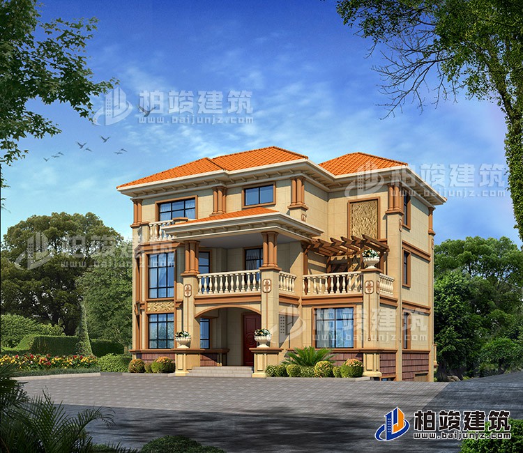 農(nóng)村三層別墅自建房帶地下室設(shè)計圖BZ305-簡歐風(fēng)格