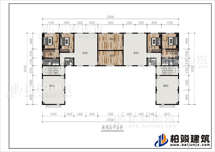 閣樓：2健身房、2攝影室、4臥室、2衣帽間、儲(chǔ)物室